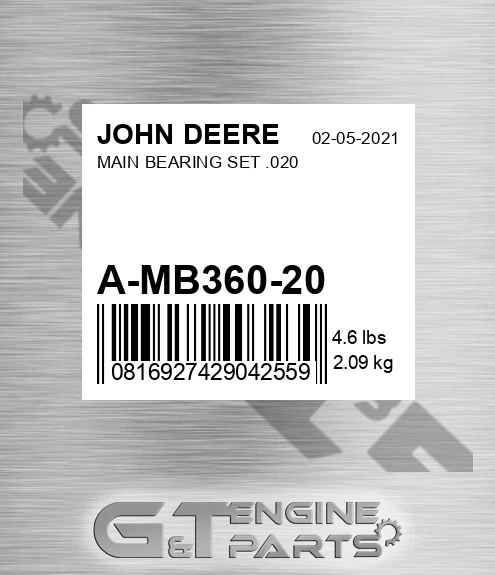 A-MB360-20 MAIN BEARING SET .020