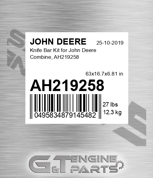 AH219258 Knife Bar Kit for John Deere Combine, AH219258