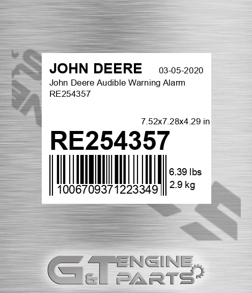 RE254357 John Deere Audible Warning Alarm RE254357