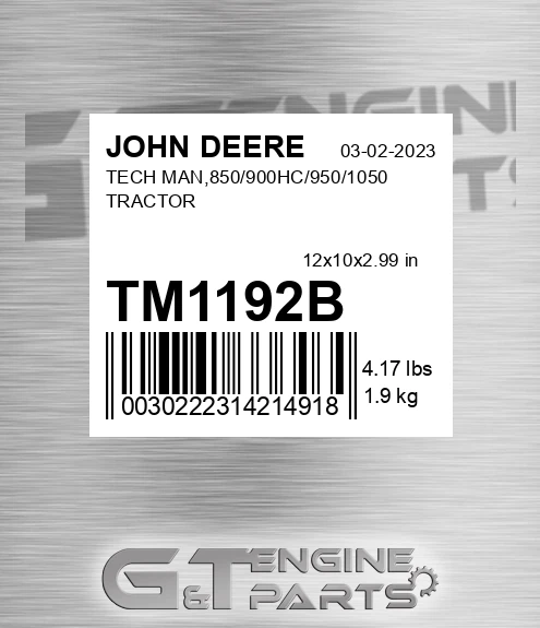 TM1192B TECH MAN,850/900HC/950/1050 TRACTOR