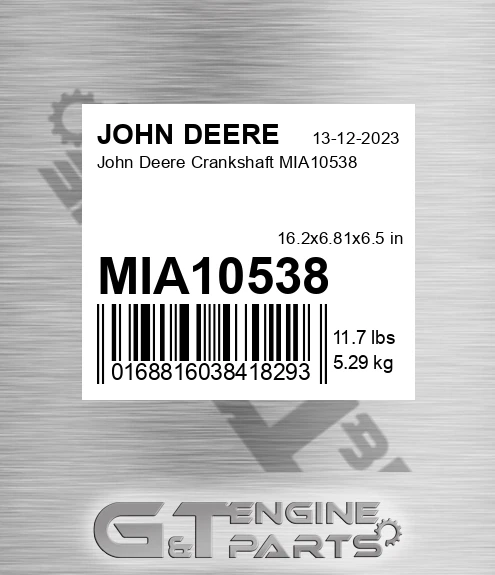 MIA10538 John Deere Crankshaft MIA10538