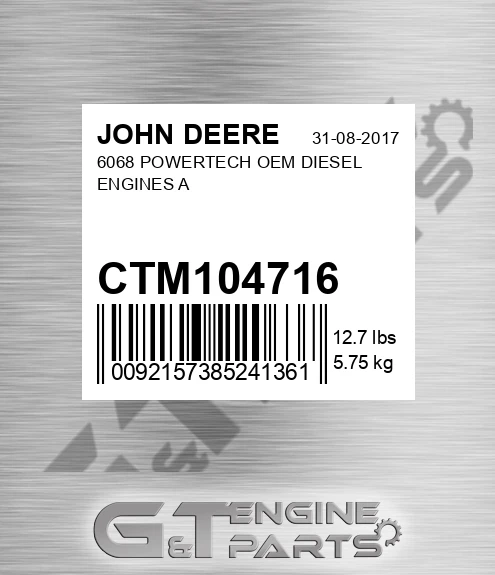 CTM104716 6068 POWERTECH OEM DIESEL ENGINES A