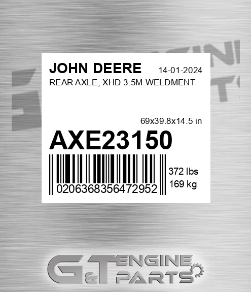 AXE23150 REAR AXLE, XHD 3.5M WELDMENT