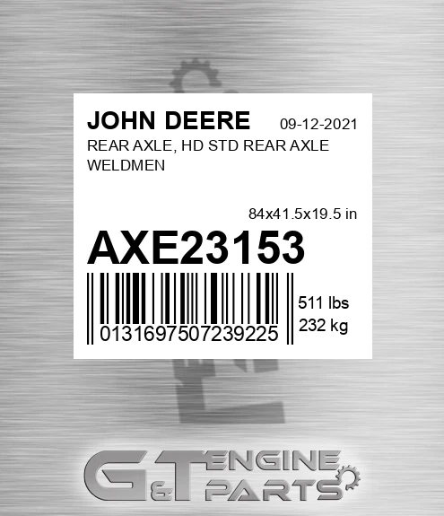 AXE23153 REAR AXLE, HD STD REAR AXLE WELDMEN