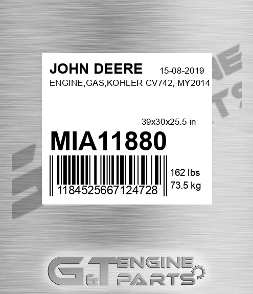MIA11880 ENGINE,GAS,KOHLER CV742, MY2014