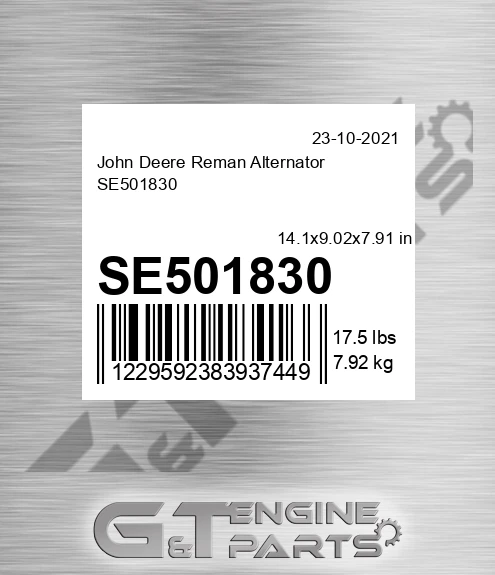 SE501830 Reman Alternator