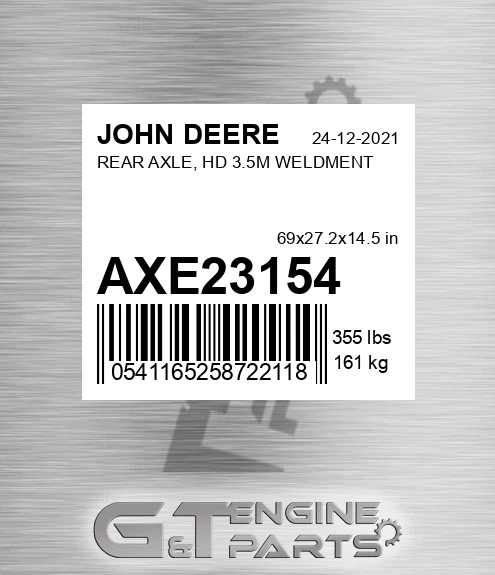 AXE23154 REAR AXLE, HD 3.5M WELDMENT
