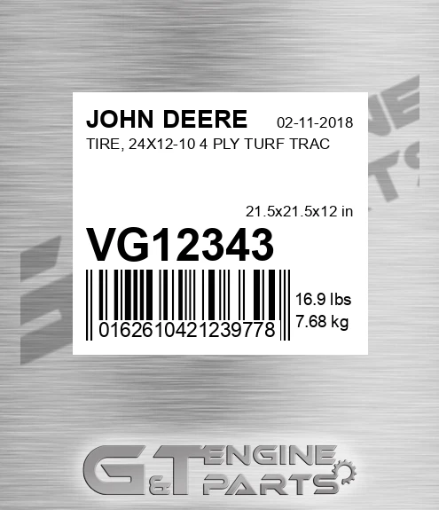 VG12343 TIRE, 24X12-10 4 PLY TURF TRAC