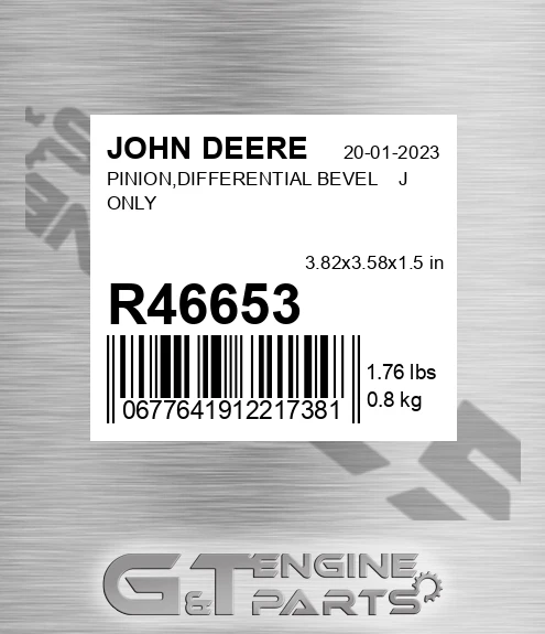 R46653 PINION,DIFFERENTIAL BEVEL J ONLY