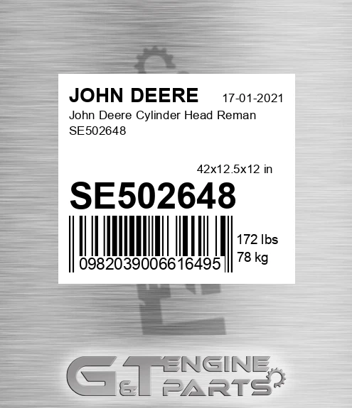 SE502648 John Deere Cylinder Head Reman SE502648