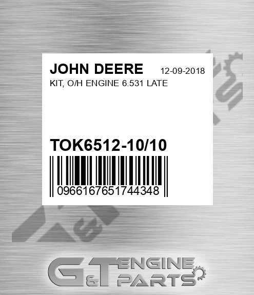 TOK6512-10/10 KIT, O/H ENGINE 6.531 LATE