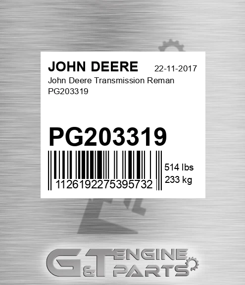 PG203319 John Deere Transmission Reman PG203319