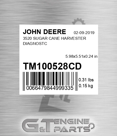 TM100528CD 3520 SUGAR CANE HARVESTER DIAGNOSTC