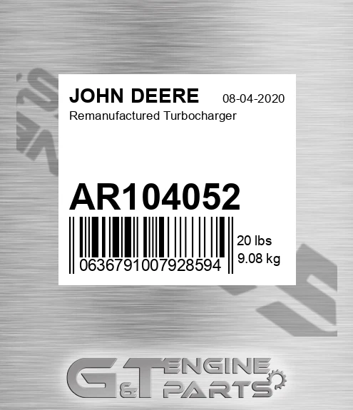 AR104052 Remanufactured Turbocharger