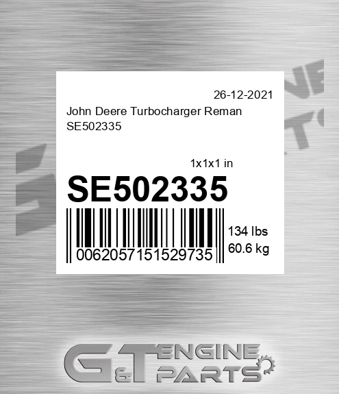 SE502335 John Deere Turbocharger Reman SE502335