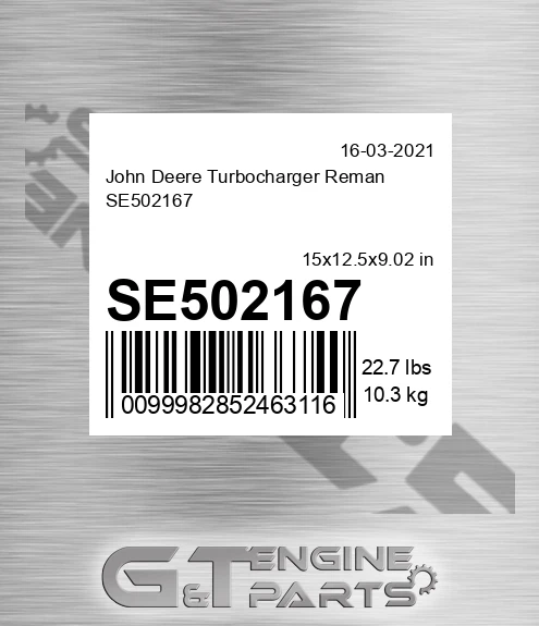 SE502167 Turbocharger Reman