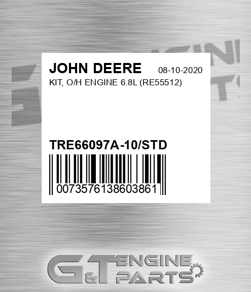 TRE66097A-10/STD KIT, O/H ENGINE 6.8L RE55512