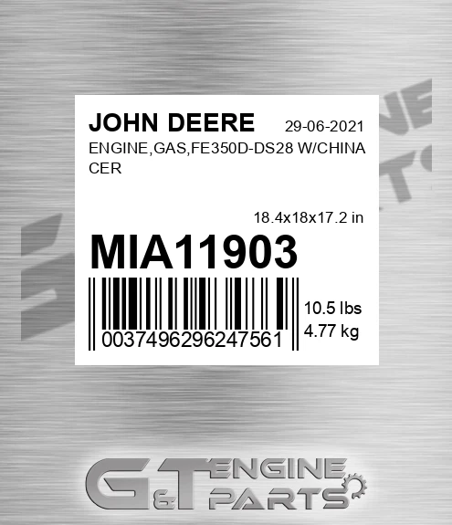MIA11903 ENGINE,GAS,FE350D-DS28 W/CHINA CER