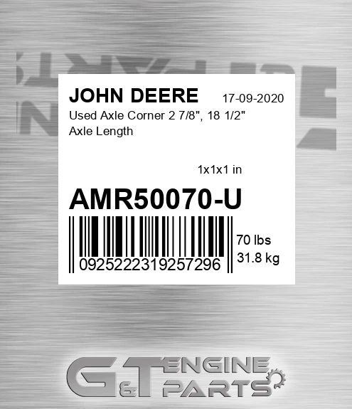 AMR50070-U Used Axle Corner 2 7/8", 18 1/2" Axle Length
