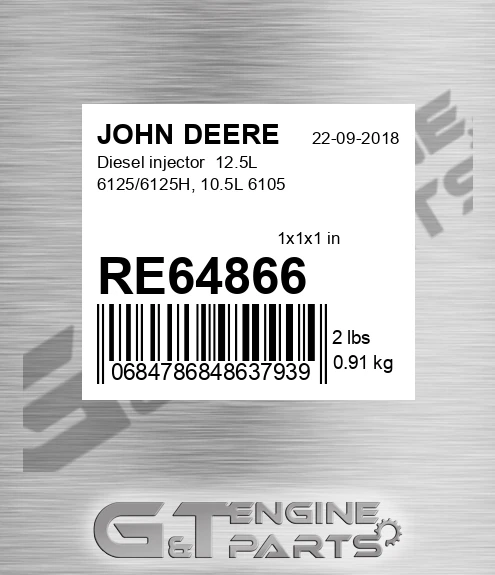 RE64866 Diesel injector 12.5L 6125/6125H, 10.5L 6105
