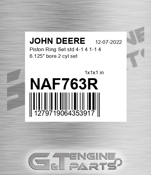 NAF763R Piston Ring Set std 4-1 4 1-1 4 6.125" bore 2 cyl set
