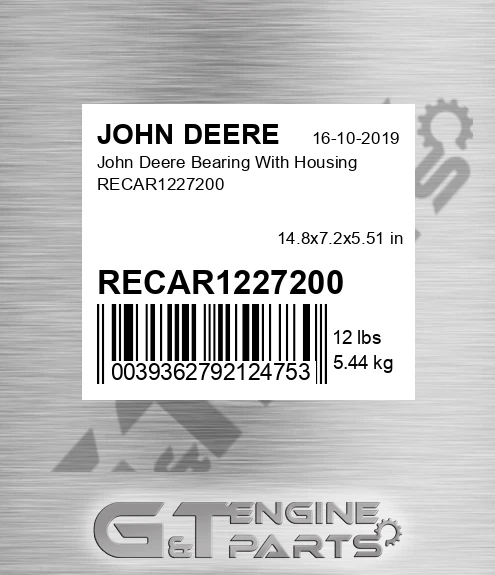 RECAR1227200 John Deere Bearing With Housing RECAR1227200