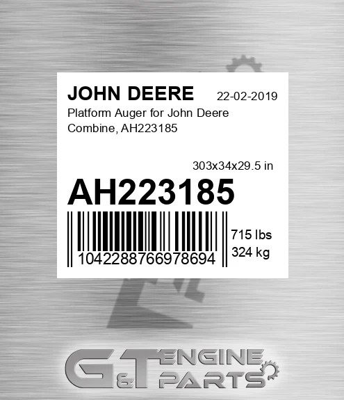 AH223185 Platform Auger for John Deere Combine, AH223185