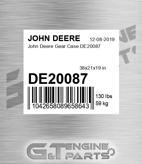 DE20087 Gear Case