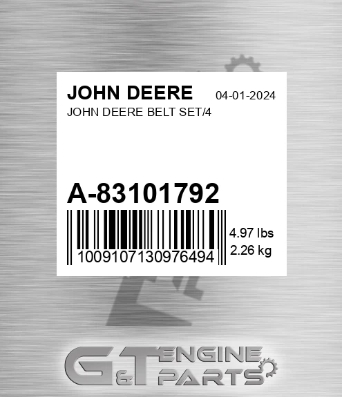 A-83101792 JOHN DEERE BELT SET/4