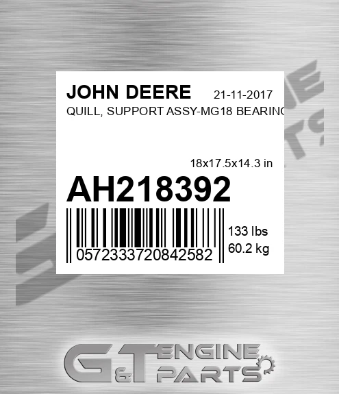 AH218392 QUILL, SUPPORT ASSY-MG18 BEARING