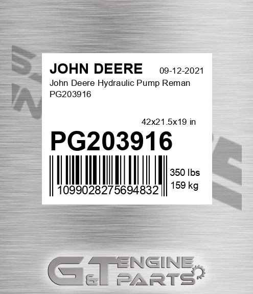 PG203916 John Deere Hydraulic Pump Reman PG203916