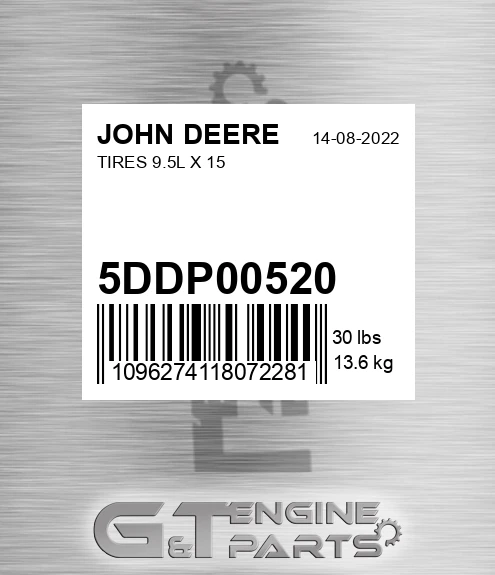 5DDP00520 TIRES 9.5L X 15
