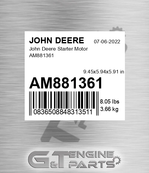 AM881361 John Deere Starter Motor AM881361