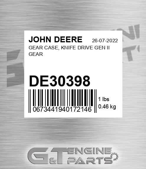 DE30398 GEAR CASE, KNIFE DRIVE GEN II GEAR