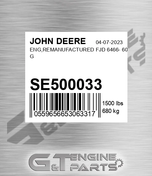 SE500033 ENG,REMANUFACTURED FJD 6466- 60 G