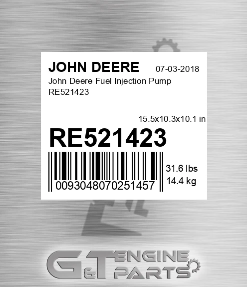 RE521423 John Deere Fuel Injection Pump RE521423