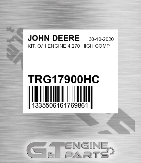 TRG17900HC KIT, O/H ENGINE 4.270 HIGH COMP
