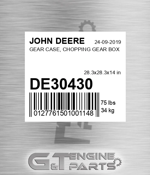DE30430 GEAR CASE, CHOPPING GEAR BOX