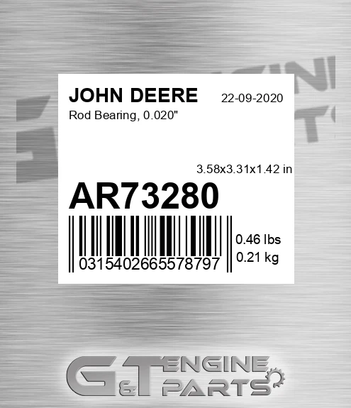 AR73280 Rod Bearing, 0.020"