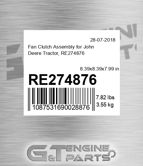 RE274876 Fan Clutch Assembly for John Deere Tractor, RE274876