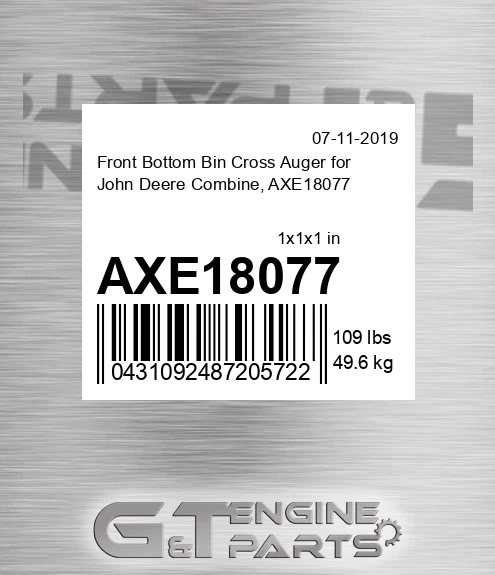 AXE18077 Front Bottom Bin Cross Auger for Combine,