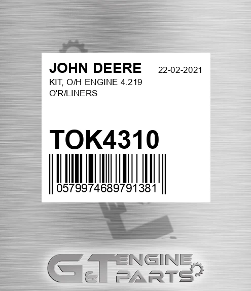 TOK4310 KIT, O/H ENGINE 4.219 O&#039;R/LINERS