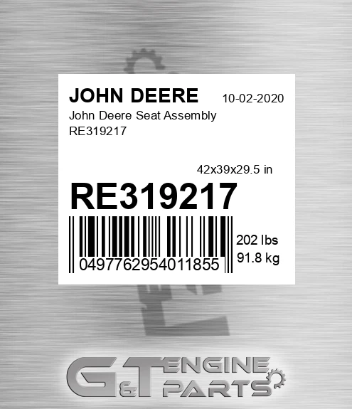 RE319217 John Deere Seat Assembly RE319217