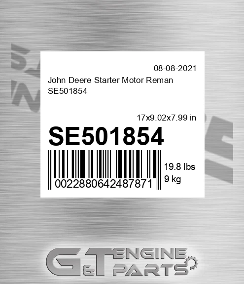 SE501854 Starter Motor Reman