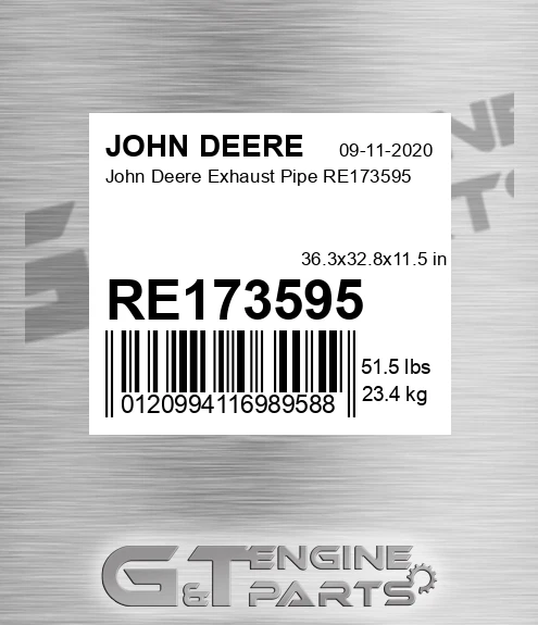 RE173595 John Deere Exhaust Pipe RE173595