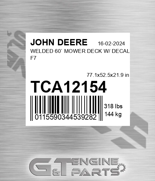 TCA12154 WELDED 60` MOWER DECK W/ DECALS, F7
