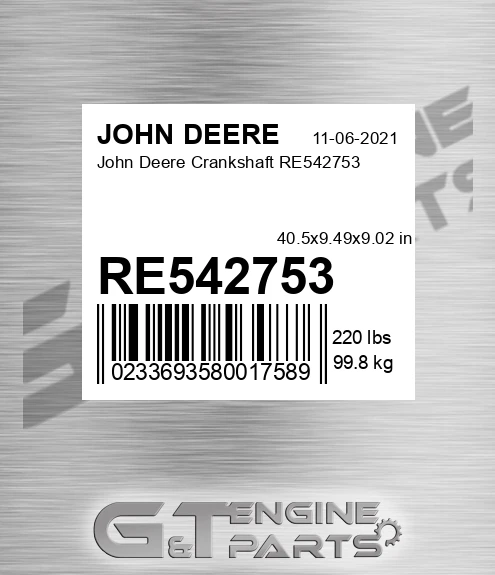 RE542753 John Deere Crankshaft RE542753