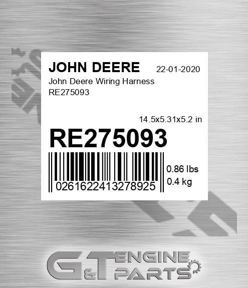 RE275093 John Deere Wiring Harness RE275093