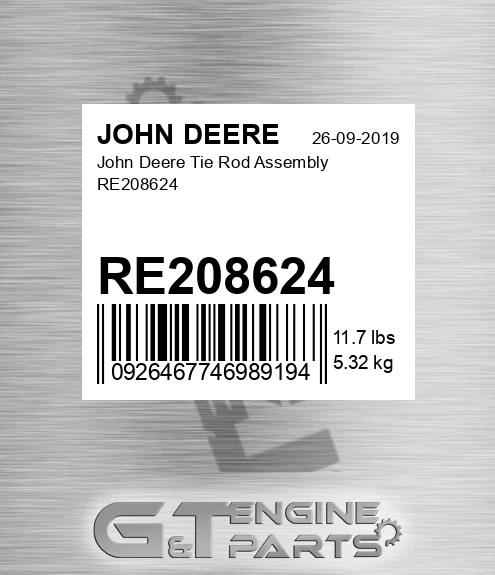RE208624 John Deere Tie Rod Assembly RE208624