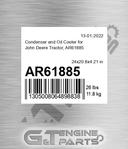 AR61885 Condenser and Oil Cooler for John Deere Tractor, AR61885